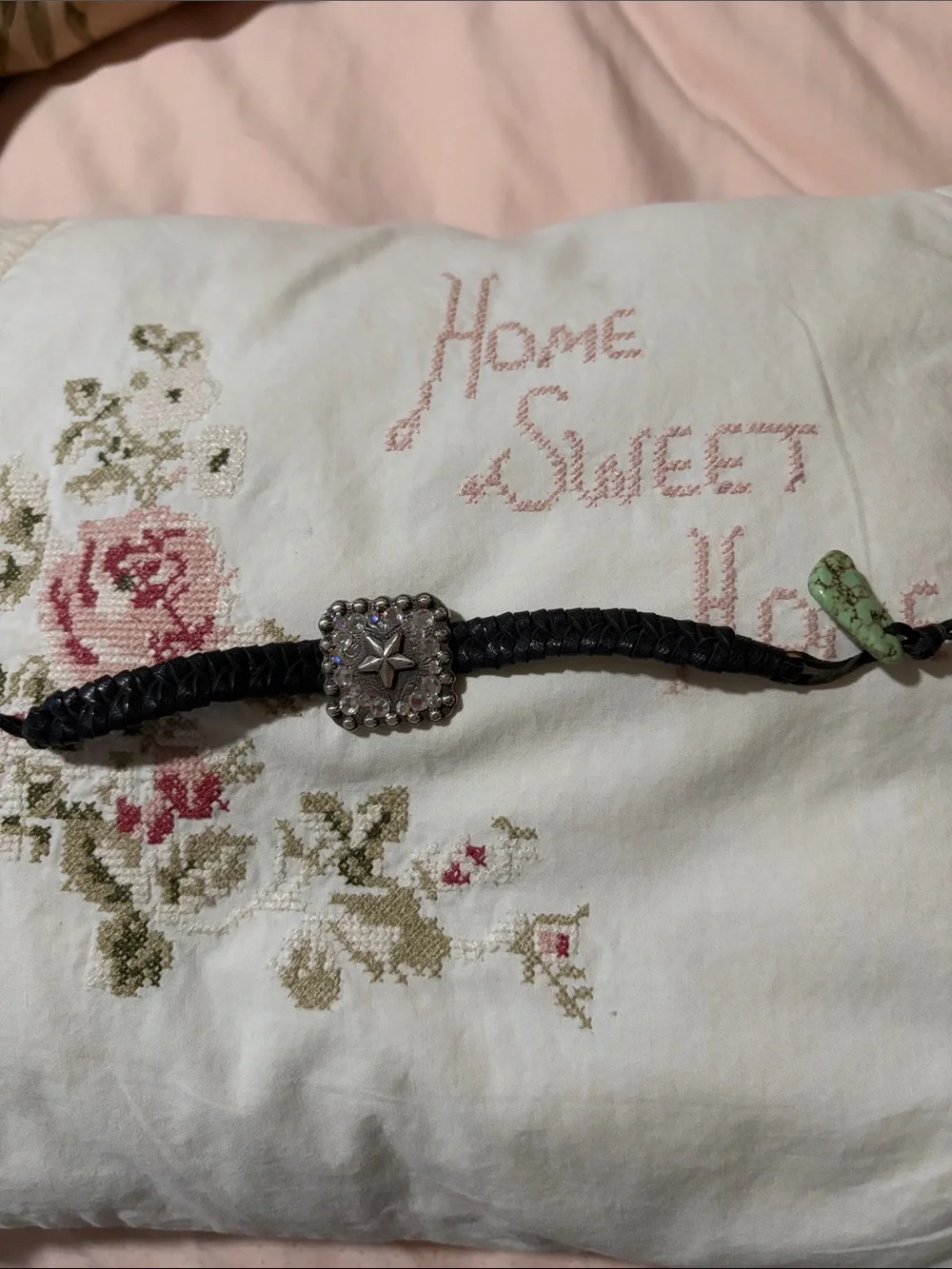 Black Braided Leather Western Star Slide Bracelet